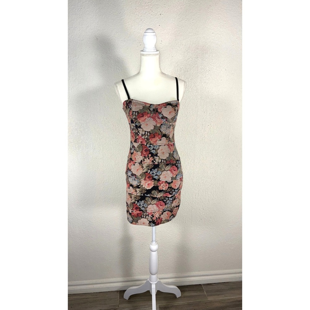 Talula Moody Floral Bodycon Mini Dress Medium Pink Softgirl